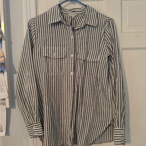 Classic Women’s Grey and White Button-Up Shirt